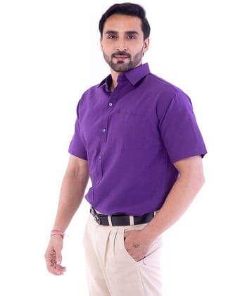 DESHBANDHU DBK Cotton Blend Regular Fit Half Sleeves Men's Formal Shirt - Purple ( Pack of 1 )