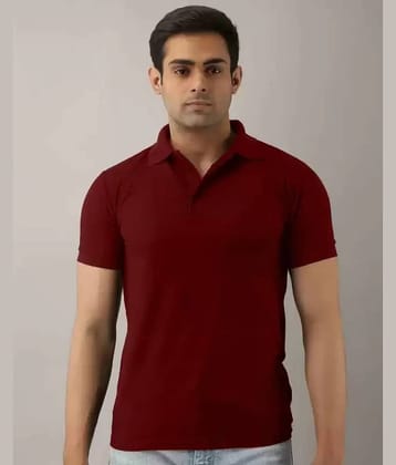 SKYRISE Pack of 1 Cotton Blend Slim Fit Solid Half Sleeves Men's Polo T Shirt ( Maroon )