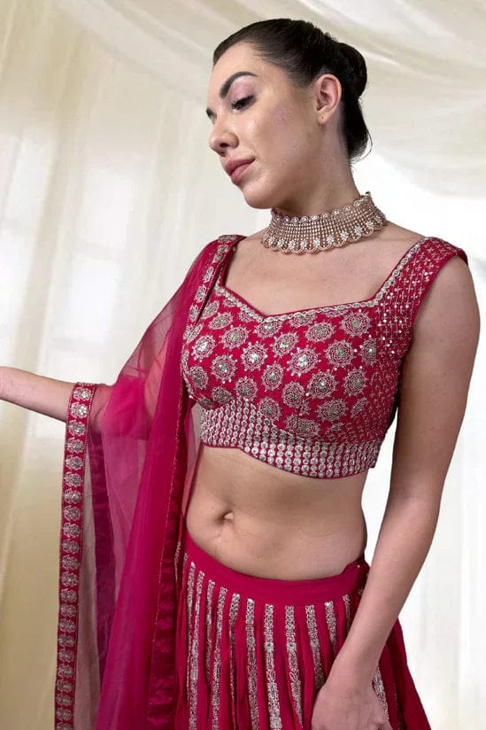 Magenta Flared Lehenga-3XL