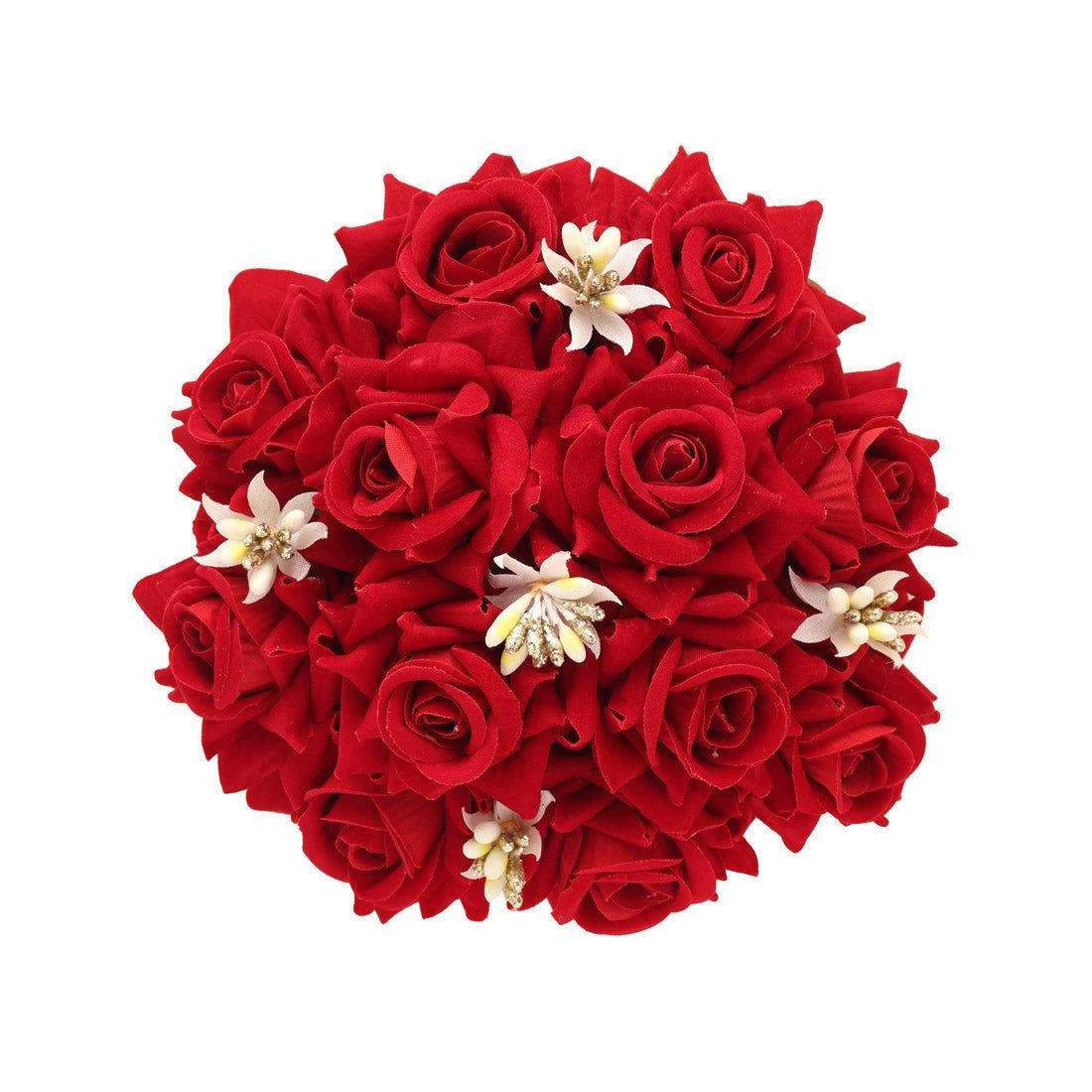 Red Color Rose Flower Hair juda//Bun (HRP212RED)-Length: 16.00 CM x Width: 16.00 CM / Red / Alloy