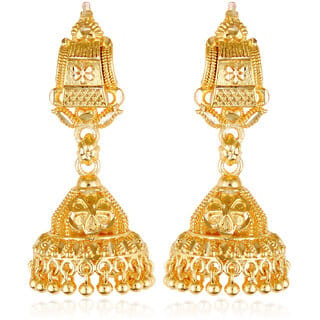 South Screw back alloy Gold plated Jhumki, Jhumka, Jhumkas Earring for Women and Girls[VFJ1488ERG]