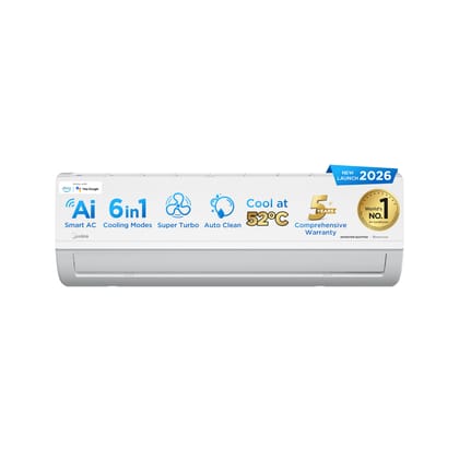 Midea 1 Ton 5 Star Inverter Split AC, Wi-Fi & 6-in-1, MAI12SR5R36W0 Midea 1 Ton 5 Star Inverter Split AC, Wi-Fi & 6-in-1, MAI12SR5R36W0 - White