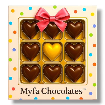 Myfa Chocolates Luxury Chocolate Gift Box, 9 Pieces Assorted Truffles with Birthday, Anniversary tags