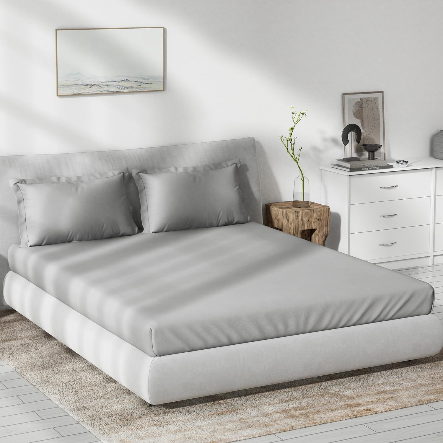 DDECOR - Spectrum Collection 100% Cotton Plain & Texture Pattern 180TC Super King |274 CM X 274 CM| Grey
