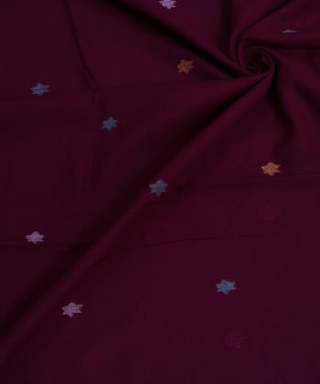 Maroon handwoven cotton jamdani fabric