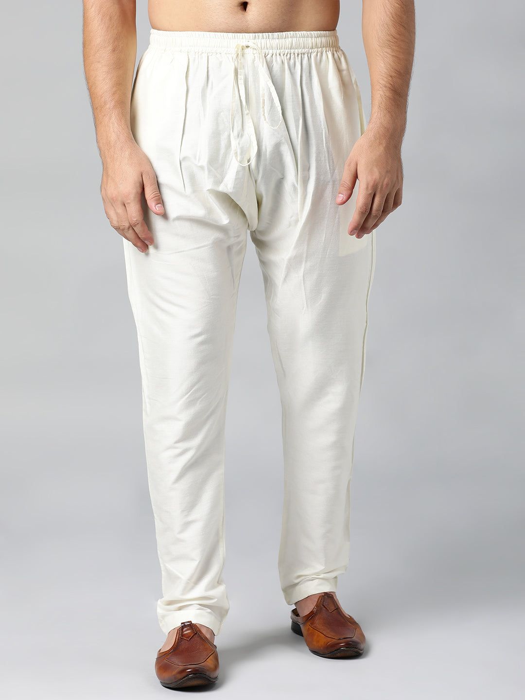 CREAM COTTON SILK PAJAMA-XS / Waist Size 30