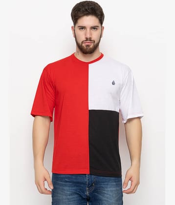 ZEBULUN Cotton Blend Regular Fit Colorblock Half Sleeves Men's T-Shirt - Red ( Pack of 1 )