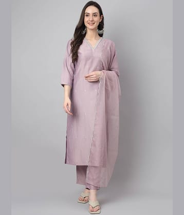 Janasya - Lavender Straight Polyester Women's Stitched Salwar Suit ( Pack of 1 )