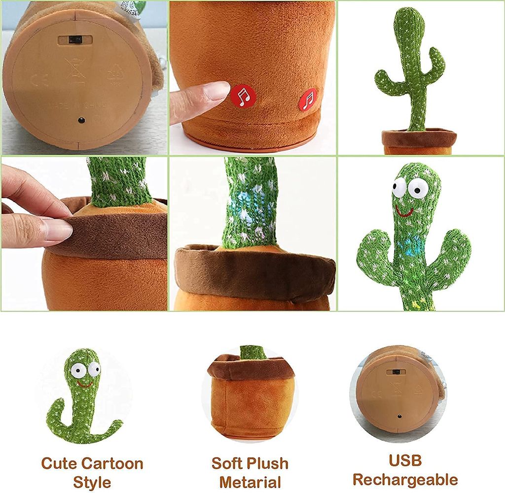 Toy Imagine Cactus Toy for Babies Dancing,Talking, Speaking, Recording | Repeat What You Say | Singing Electronic Pet for Toddlers | Swing and Sing...
