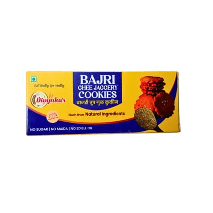 DIVYNKA Hand-made Bajri Cookies, Made by Organic Jaggery, No Maida, No Artificial colour, Pack of 100 gm