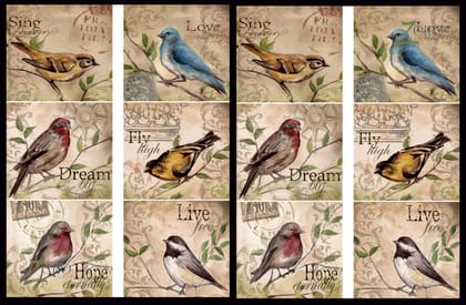 Brand Zero Luxury Speciality Decoupage Paper- Birds Quotes Tiles