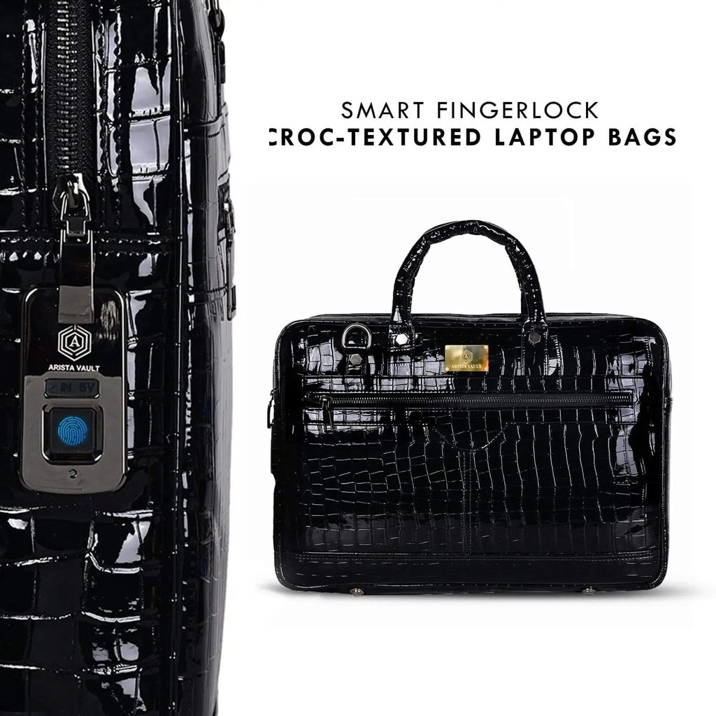 Croc-Textured Fingerlock Smart Laptop Bag