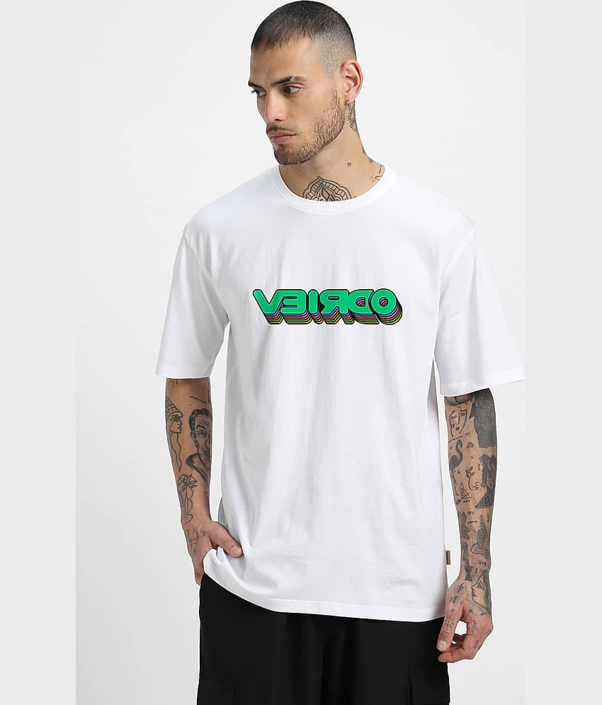 Veirdo Pack of 1 100% Cotton Oversized Fit Men's T-Shirt ( White )