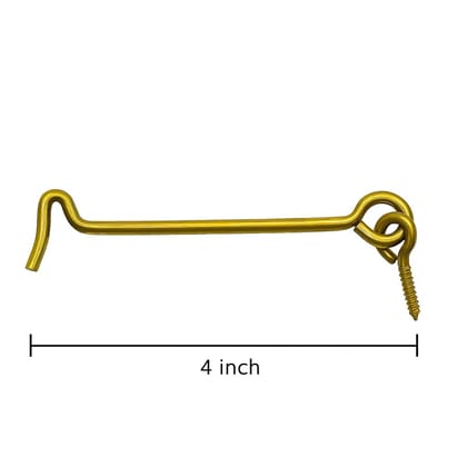 KARTHI7OCT STORE 4 Inch Cabin Hook and Eye (Set of 5) � Brass Plated Iron Hooks Catch Door Lock for Gate, Window, Shed, Barn � Rust Resistant Windproof Swivel Holder with Screws � General Door Hook KARTHI7OCT STORE 4 Inch Cabin Hook and Eye (Set of 5) � Brass Plated Iron Hooks Catch Door Lock for Gate, Window, Shed, Barn � Rust Resistant Windproof Swivel Holder with Screws � General Door Hook