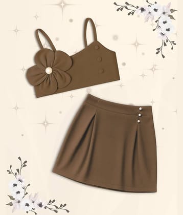 Addyvero Pack of 1 Girls Polyester T-shirt & Skirt ( Brown )