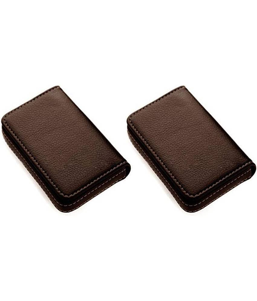 AmtiQ High Quality Soft Brown Leather Pack of 2 ATM/Visiting Card Holder