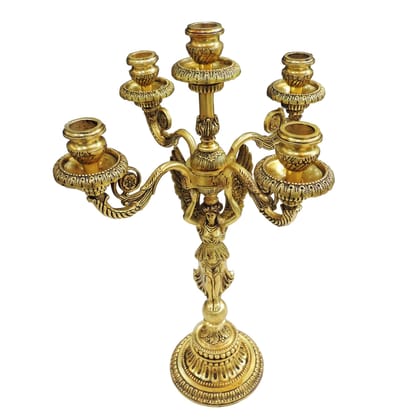 Brass Candle Holder Statue | Table Decor Accent, Height : 19.5 Inch (BSMAS1898 D)