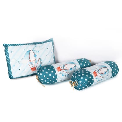 LOREM 3 Pillows & Rectangle Shape Cotton Baby Bed for 0-1 Year BB106-BB111