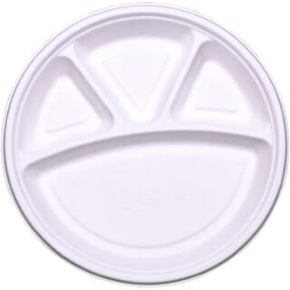 Sugarcane plates 11 Inches Bagasse 4 Compartments plate - 25 pcs