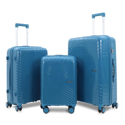 SKYCARRY Specta | Trolley Bag Set of 3 | Durable Hard Shell | TSA Type Lock | Spinner Luggage | 360 Disc Spinner Wheels | Travel Suitcase (3, Ocean Blue, S,M,L)