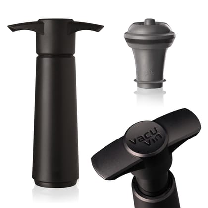 The Original Vacu Vin Wine Saver With 1 Vacuum Stopper - Black
