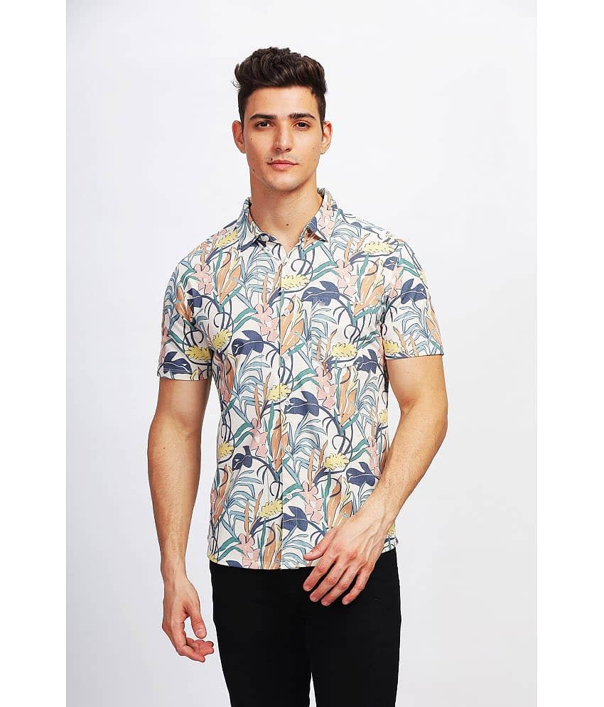 BULLMER Cotton Blend Regular Fit Printed Half Sleeves Men's Casual Shirt - Green ( Pack of 1 )