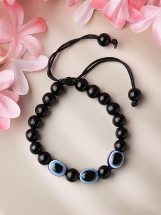 NVR Unisex Black Evil Eye Rakhi With Roli Chawal-Freesize / Black / Plastic