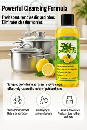 ELHAE Multi-Purpose Cleaner Lemon Fresh | Removes Tough Stains | Safe on Multiple Surfaces | Mild & Non-Toxic Formula | Kitchen, Floor, Bathroom, Glass, Tile Surface Cleaning Liquid