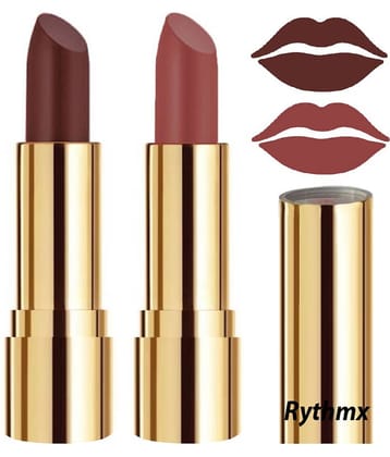 Rythmx Brown,Nude Matte Creme Lipstick Long Stay on Lips Multi Pack of 2 8 g
