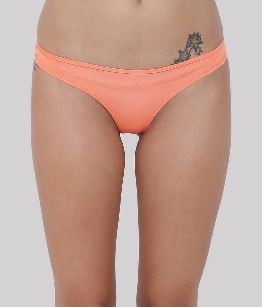 BASIICS By La Intimo Polyester Solid Women's Bikini ( Peach ) BCPSS01