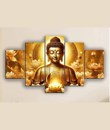 SNDArt Set Of 5 Lord Buddha Wall Paintings For Living Room Decorative Gift Items 18 x 30 inch