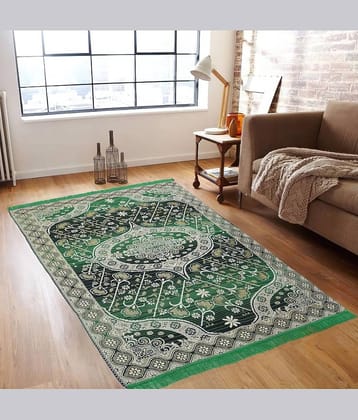 Valtellina Green Velvet Carpet Floral 4x7 Ft