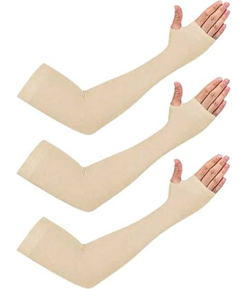 Mahek Accessories - Cream Self Design Riding Sleeves ( Set of 3 )
