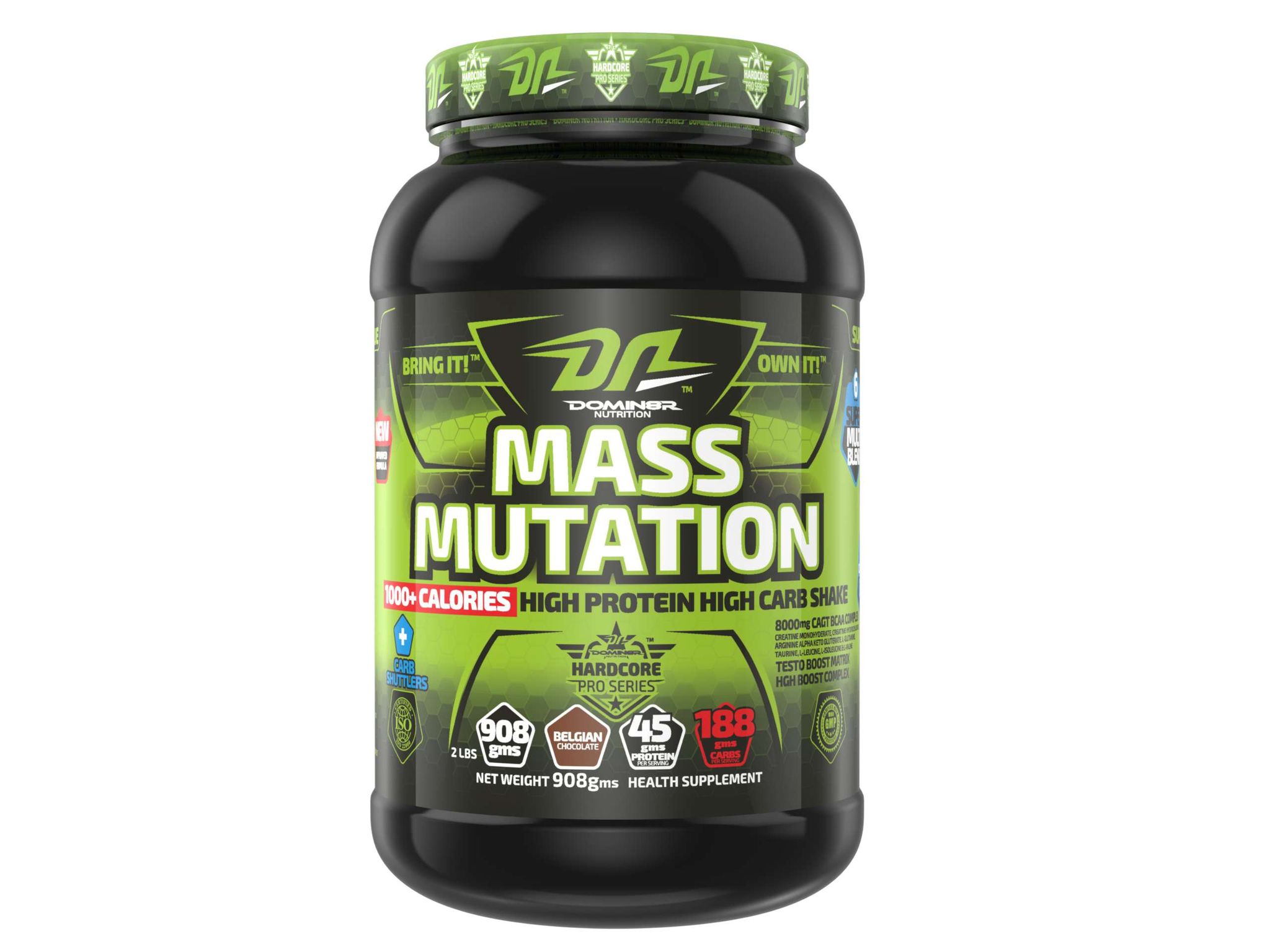 DN Mass Mutation, 2 Lbs, Chocolate, High Protein High Carb Mass Gainer, 45g Of Protein & 1000+ Kacl Per Serving With Testo Boost Matrix 8000 Mg Cgt Bcaa Complex, Accelerate Post Workout Recovery…