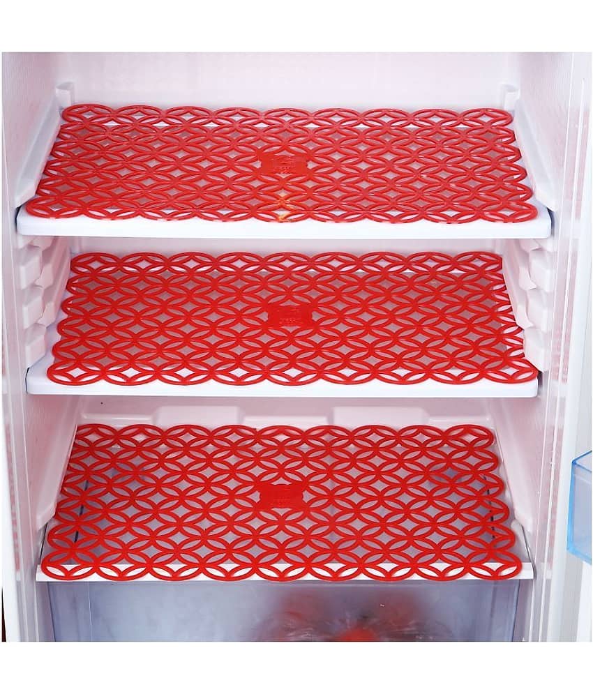 E-Retailer Set of 3 PVC Red Fridge Mats
