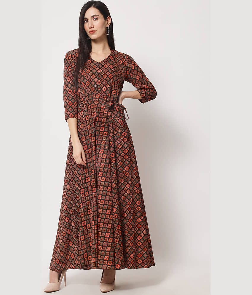 Rudrakriti - Brown Crepe Women's Gown ( Pack of 1 )
