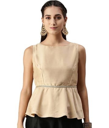 De Moza Women's Polyester Peplum Top ( Beige )