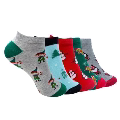 Cheerful Christmas Set-of-3 Ankle Socks for Women
