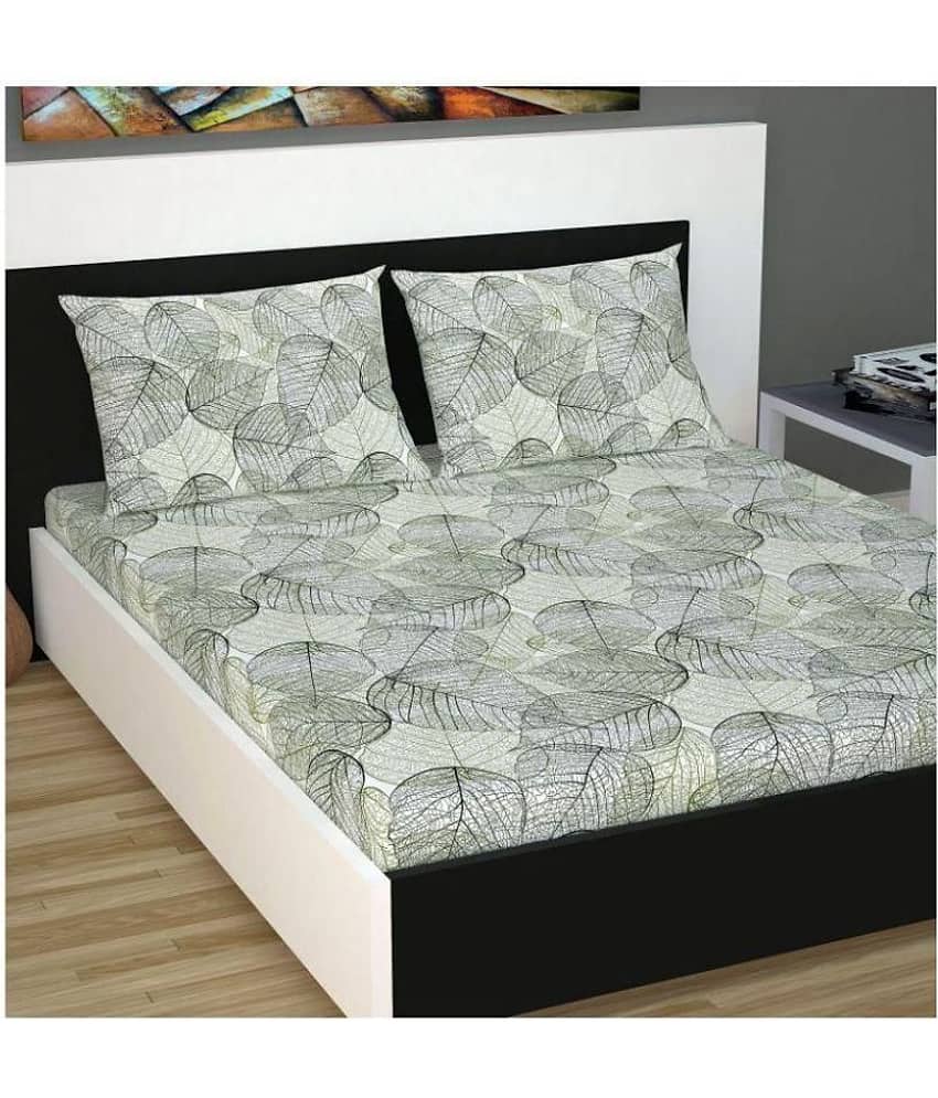 DIVINE CASA Cotton Double Bedsheet ( Green )