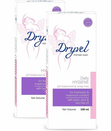 Dryvel Hygiene Intimate Wash for Women Natural PH Balanced with eucalyptus oil 100ml ( Pack Of 2 )