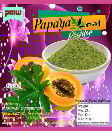 Papaya Leaf Powder - Carica Papaya - 100 Gm - Rich in fiber Vitamin C Good for Digestion Supports Immunity & Weight Management - 100% Natural - Useful for Digestion and Increasing Platelets