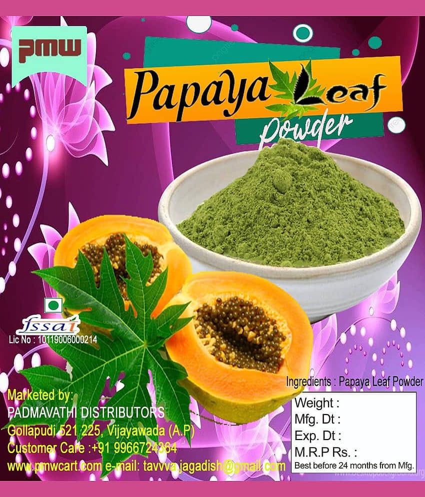 Papaya Leaf Powder - Carica Papaya - 100 Gm - Rich in fiber Vitamin C Good for Digestion Supports Immunity & Weight Management - 100% Natural - Useful for Digestion and Increasing Platelets