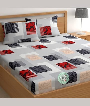 CG HOMES Microfiber 1 Double Bedsheet with 2 Pillow Covers ( Gray )