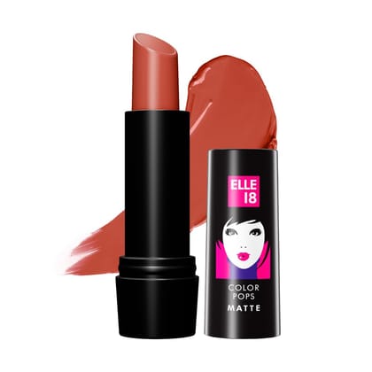 Elle 18 Color Pops Matte Lipstick, Tan Nude, Moisturising Bullet Matte, with Vitamin E, Highly Pigmented, Infused with Jojoba Oil and Shea Butter | 4.3 g Elle 18 Color Pops Matte Lipstick, Tan Nude, Moisturising Bullet Matte, with Vitamin E, Highly Pigme