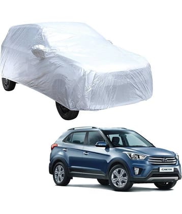 Autoretail Silver Color Car Cover With Mirror Pocket Polyster For Hyundai Creta