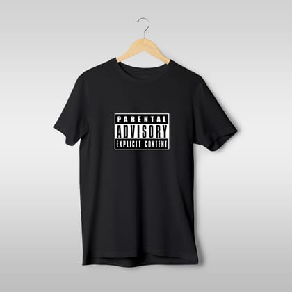 Parental Advisory Explicit Content Regular Fit T-Shirt-S / Black / 160 GSM