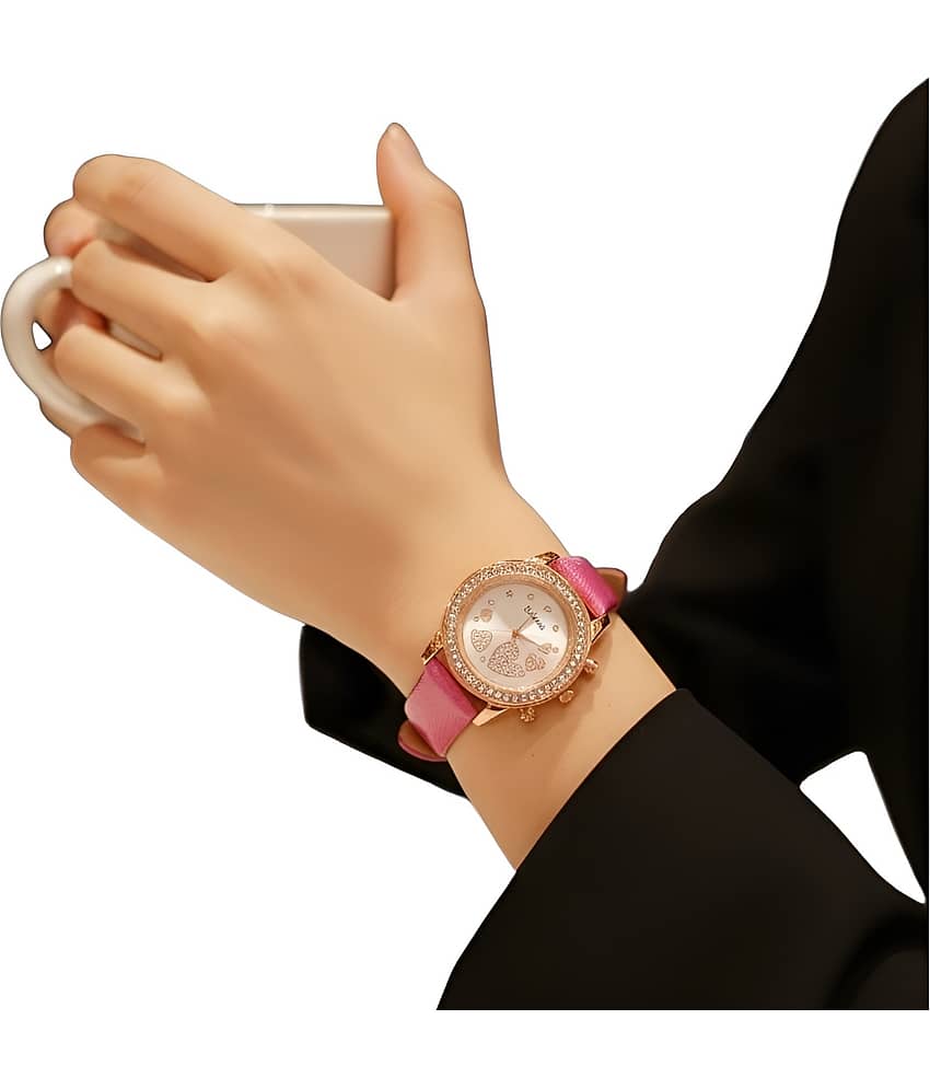 DECLASSE Pink Leather Analog Womens Watch