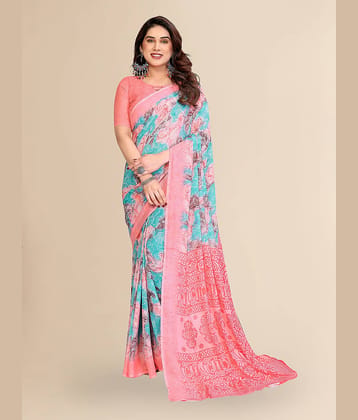 ANAND SAREES Georgette Printed Chanderi saree With Unstitched Blouse Piece ( Grey )