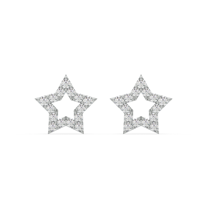 Pave' Hollow Star Stud Earring