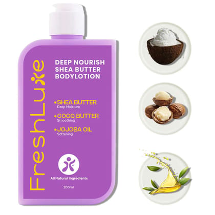 FreshLuxe Shea Butter Body Lotion |  Deep Nourishment for Soft, Smooth & Hydrated Skin, 100ml | 200 ml